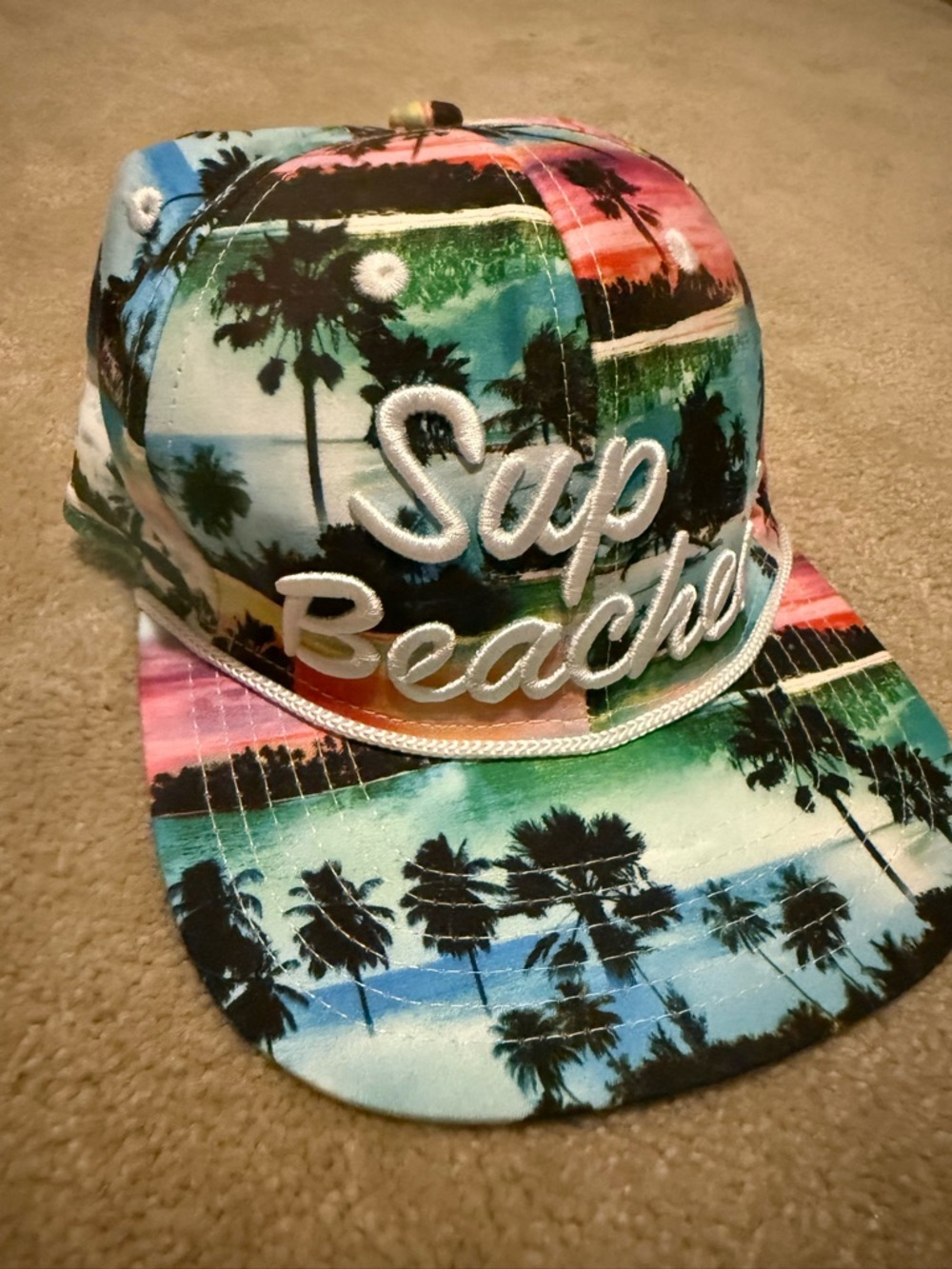 'Sup Beaches' Palm Tree Snapback Hat in Multi-Color